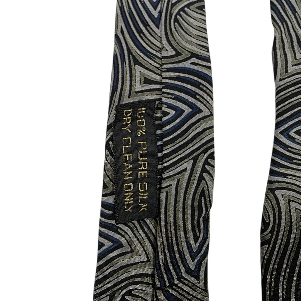 Giorgio Armani Mens Necktie Green Gray One Size Silk Abstract‎ Pattern Classic